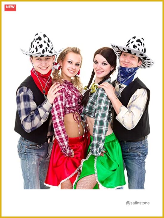4 Pack Cow Print Cowboy Hat Non-Woven Fabric for Halloween Cosplay main image 5